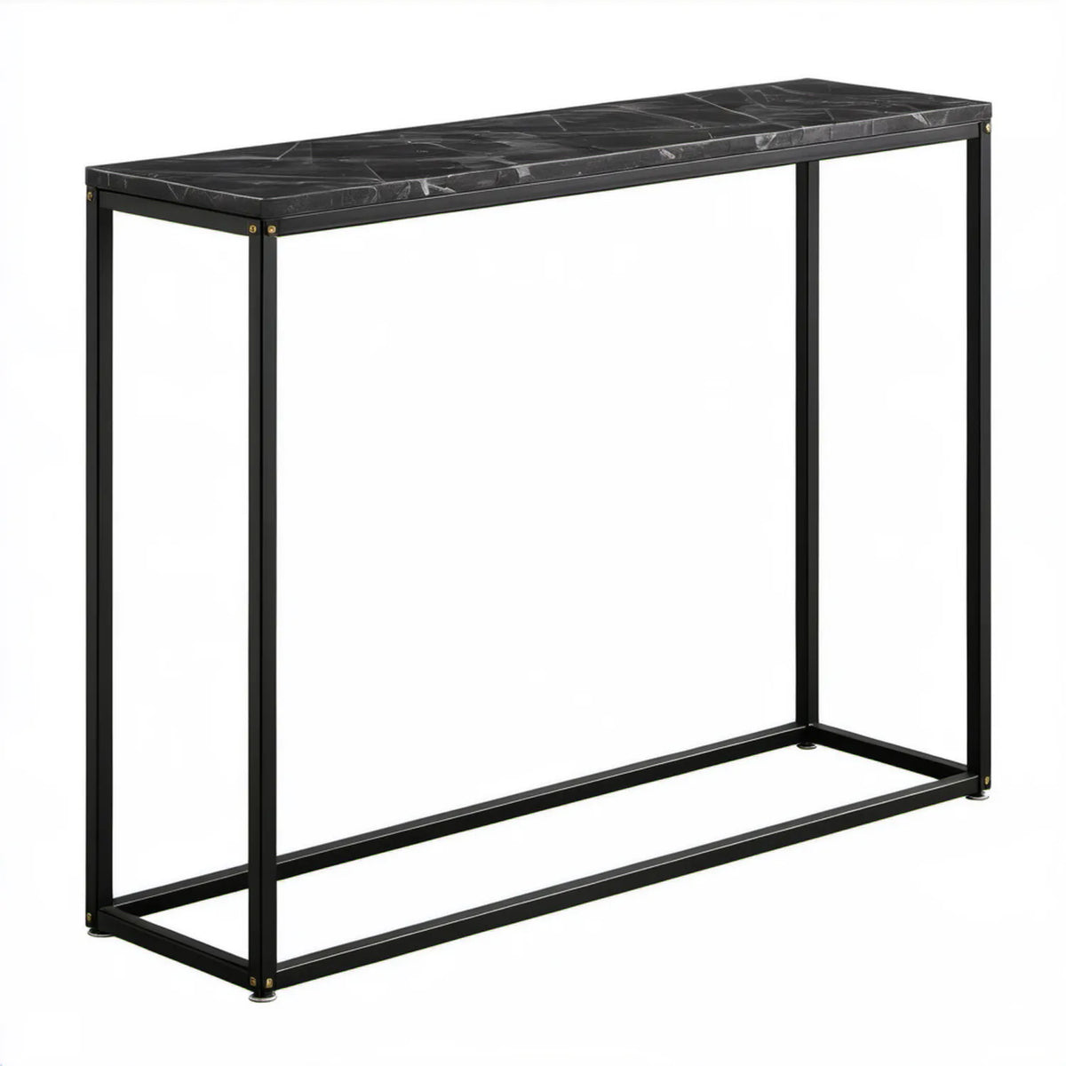 Czarna konsola z blatem w dekorze marmuru 120 x 30 x 80 cm